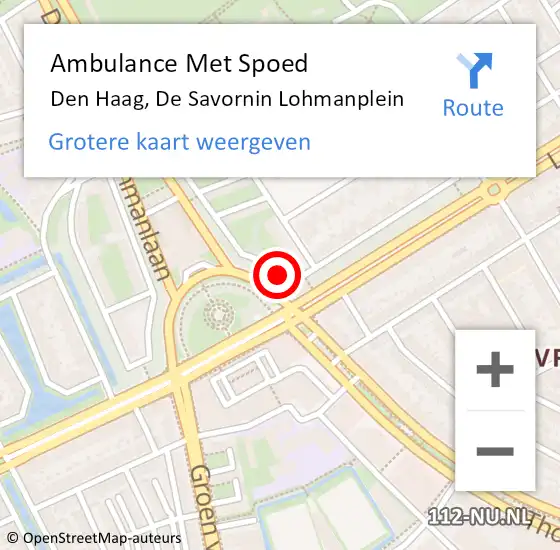 Locatie op kaart van de 112 melding: Ambulance Met Spoed Naar Den Haag, De Savornin Lohmanplein op 5 februari 2017 14:23
