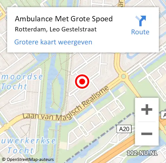 Locatie op kaart van de 112 melding: Ambulance Met Grote Spoed Naar Rotterdam, Leo Gestelstraat op 5 februari 2017 14:36