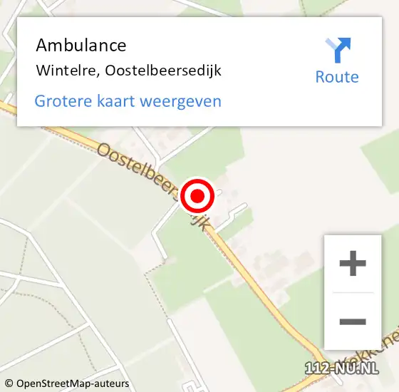 Locatie op kaart van de 112 melding: Ambulance Wintelre, Oostelbeersedijk op 5 februari 2017 15:05