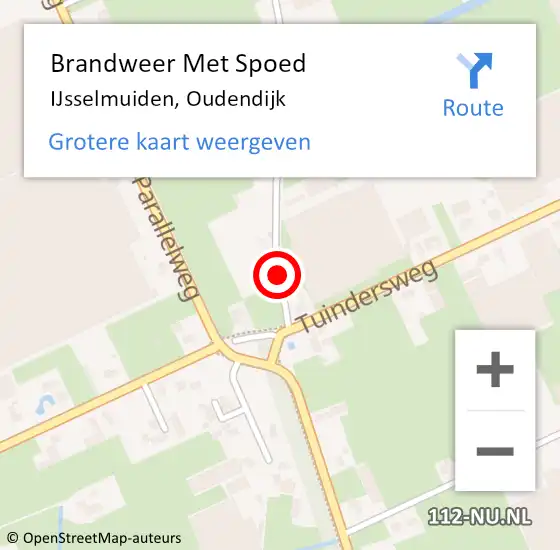 Locatie op kaart van de 112 melding: Brandweer Met Spoed Naar IJsselmuiden, Oudendijk op 10 januari 2014 07:59