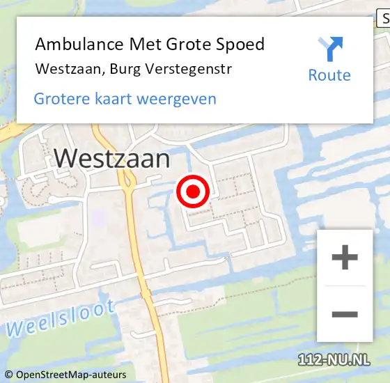 Locatie op kaart van de 112 melding: Ambulance Met Grote Spoed Naar Westzaan, Burg Verstegenstr op 5 februari 2017 15:29