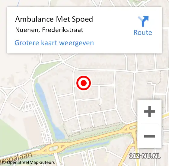 Locatie op kaart van de 112 melding: Ambulance Met Spoed Naar Nuenen, Frederikstraat op 5 februari 2017 15:36