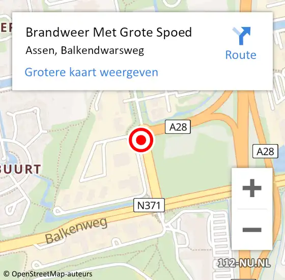 Locatie op kaart van de 112 melding: Brandweer Met Grote Spoed Naar Assen, Balkendwarsweg op 5 februari 2017 15:44