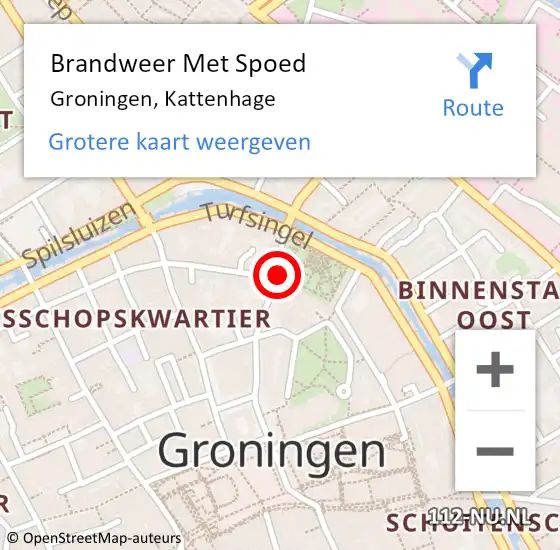 Locatie op kaart van de 112 melding: Brandweer Met Spoed Naar Groningen, Kattenhage op 5 februari 2017 15:58