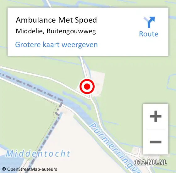 Locatie op kaart van de 112 melding: Ambulance Met Spoed Naar Middelie, Buitengouwweg op 5 februari 2017 17:07