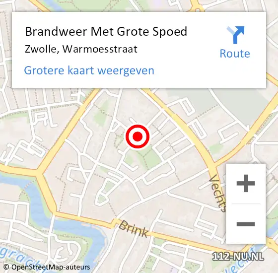 Locatie op kaart van de 112 melding: Brandweer Met Grote Spoed Naar Zwolle, Warmoesstraat op 5 februari 2017 17:34