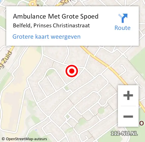 Locatie op kaart van de 112 melding: Ambulance Met Grote Spoed Naar Belfeld, Prinses Christinastraat op 5 februari 2017 17:55