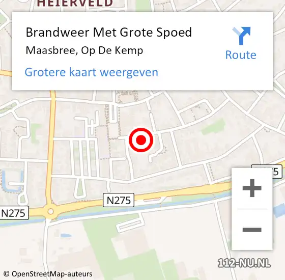 Locatie op kaart van de 112 melding: Brandweer Met Grote Spoed Naar Maasbree, Op De Kemp op 5 februari 2017 18:19