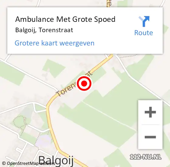 Locatie op kaart van de 112 melding: Ambulance Met Grote Spoed Naar Balgoij, Torenstraat op 5 februari 2017 18:31
