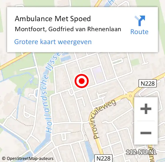 Locatie op kaart van de 112 melding: Ambulance Met Spoed Naar Montfoort, Godfried van Rhenenlaan op 5 februari 2017 18:41