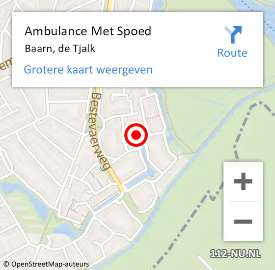 Locatie op kaart van de 112 melding: Ambulance Met Spoed Naar Baarn, de Tjalk op 5 februari 2017 19:00