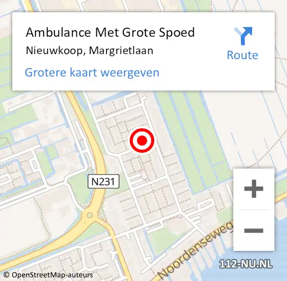 Locatie op kaart van de 112 melding: Ambulance Met Grote Spoed Naar Nieuwkoop, Margrietlaan op 5 februari 2017 19:28