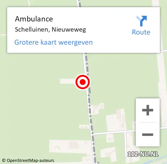 Locatie op kaart van de 112 melding: Ambulance Schelluinen, Nieuweweg op 5 februari 2017 19:28