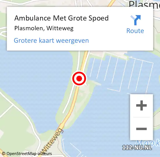 Locatie op kaart van de 112 melding: Ambulance Met Grote Spoed Naar Plasmolen, Witteweg op 5 februari 2017 19:38