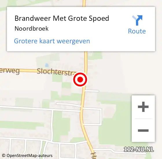 Locatie op kaart van de 112 melding: Brandweer Met Grote Spoed Naar Noordbroek op 5 februari 2017 19:43