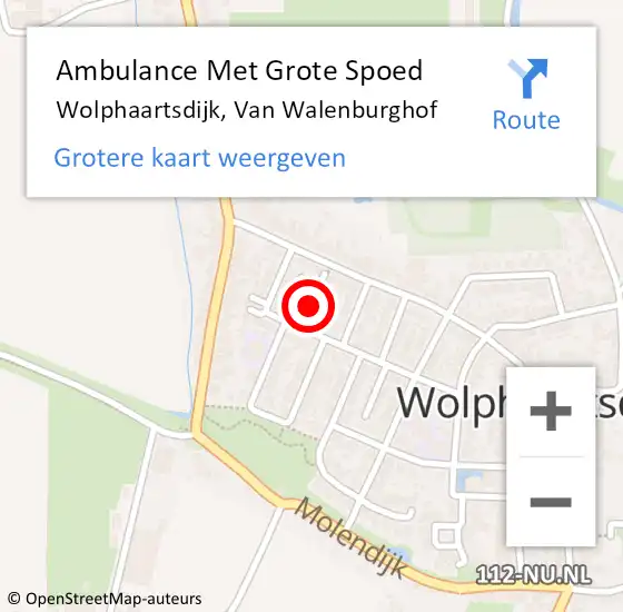 Locatie op kaart van de 112 melding: Ambulance Met Grote Spoed Naar Wolphaartsdijk, Van Walenburghof op 5 februari 2017 19:54