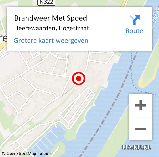 Locatie op kaart van de 112 melding: Brandweer Met Spoed Naar Heerewaarden, Hogestraat op 5 februari 2017 21:07