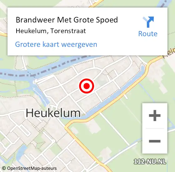 Locatie op kaart van de 112 melding: Brandweer Met Grote Spoed Naar Heukelum, Torenstraat op 5 februari 2017 21:10