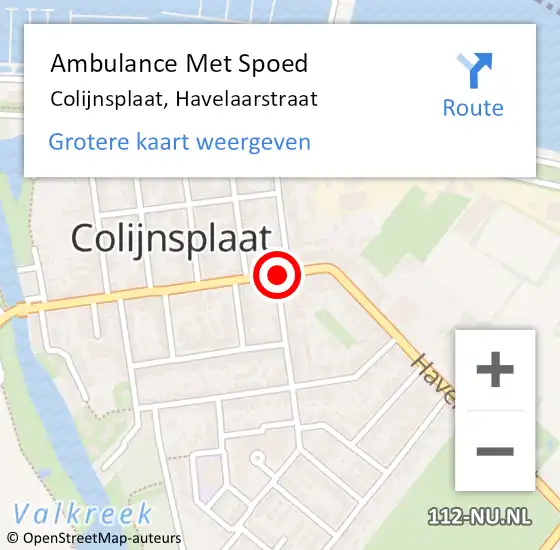 Locatie op kaart van de 112 melding: Ambulance Met Spoed Naar Colijnsplaat, Havelaarstraat op 5 februari 2017 21:16