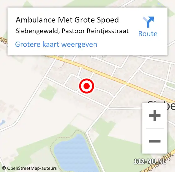 Locatie op kaart van de 112 melding: Ambulance Met Grote Spoed Naar Siebengewald, Pastoor Reintjesstraat op 5 februari 2017 22:21