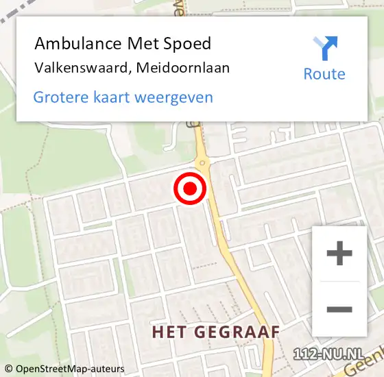 Locatie op kaart van de 112 melding: Ambulance Met Spoed Naar Valkenswaard, Meidoornlaan op 5 februari 2017 22:25