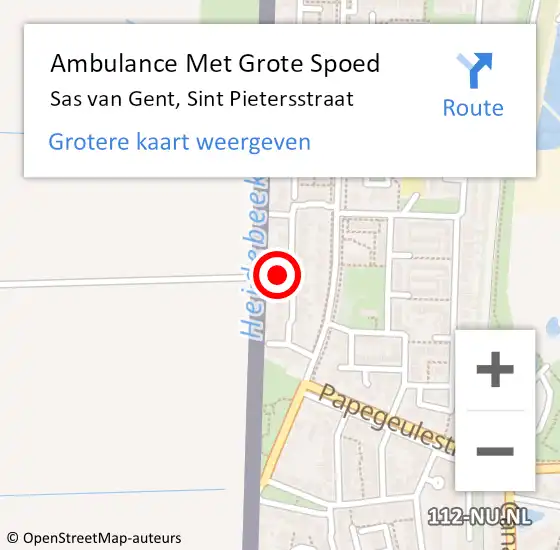 Locatie op kaart van de 112 melding: Ambulance Met Grote Spoed Naar Sas van Gent, Sint Pietersstraat op 6 februari 2017 00:25