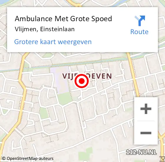 Locatie op kaart van de 112 melding: Ambulance Met Grote Spoed Naar Vlijmen, Einsteinlaan op 6 februari 2017 00:47