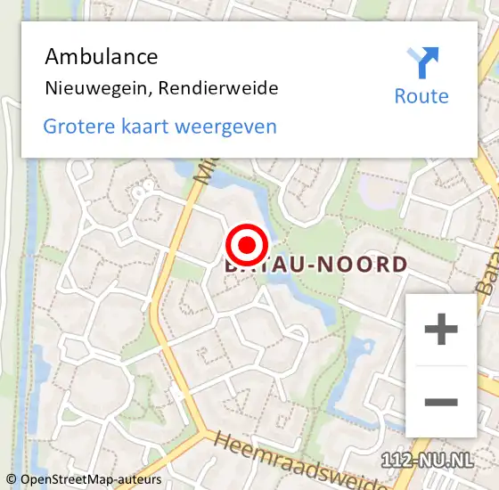 Locatie op kaart van de 112 melding: Ambulance Nieuwegein, Rendierweide op 6 februari 2017 01:55