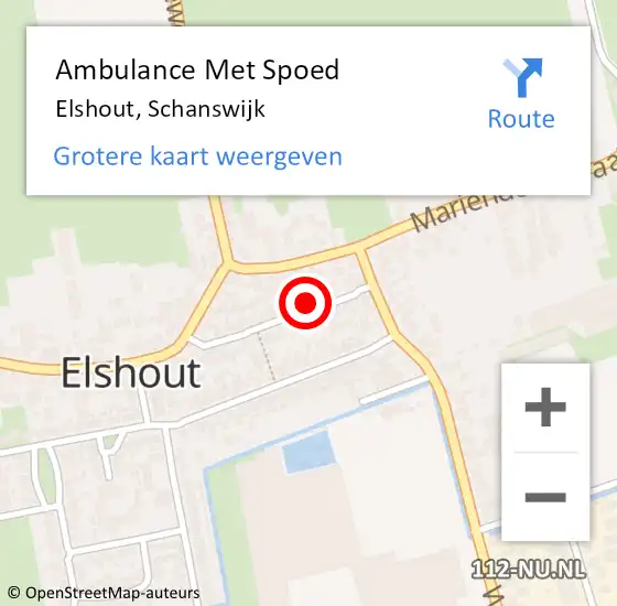 Locatie op kaart van de 112 melding: Ambulance Met Spoed Naar Elshout, Schanswijk op 6 februari 2017 03:02