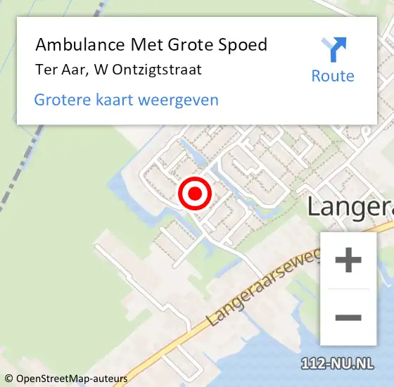 Locatie op kaart van de 112 melding: Ambulance Met Grote Spoed Naar Ter Aar, W Ontzigtstraat op 6 februari 2017 03:08