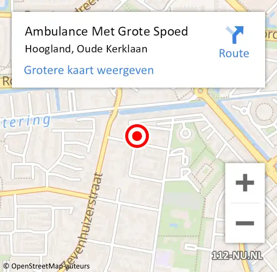 Locatie op kaart van de 112 melding: Ambulance Met Grote Spoed Naar Hoogland, Oude Kerklaan op 6 februari 2017 04:02