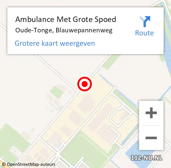 Locatie op kaart van de 112 melding: Ambulance Met Grote Spoed Naar Oude-Tonge, Blauwepannenweg op 6 februari 2017 05:45