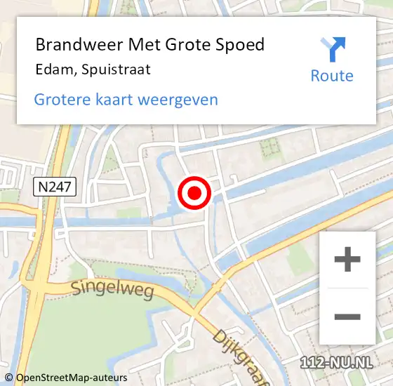 Locatie op kaart van de 112 melding: Brandweer Met Grote Spoed Naar Edam, Spuistraat op 6 februari 2017 05:50