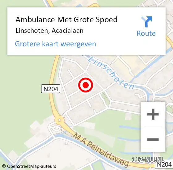 Locatie op kaart van de 112 melding: Ambulance Met Grote Spoed Naar Linschoten, Acacialaan op 6 februari 2017 06:24