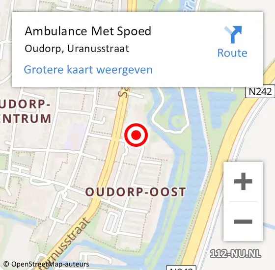 Locatie op kaart van de 112 melding: Ambulance Met Spoed Naar Oudorp, Uranusstraat op 6 februari 2017 07:20