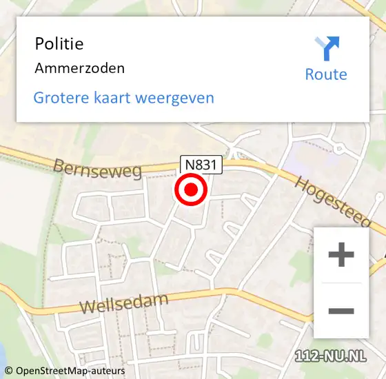 Locatie op kaart van de 112 melding: Politie Ammerzoden op 6 februari 2017 07:28