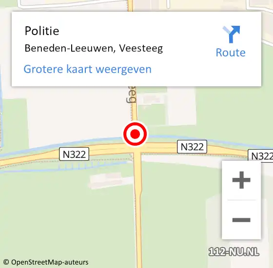 Locatie op kaart van de 112 melding: Politie Beneden-Leeuwen, Veesteeg op 6 februari 2017 07:42