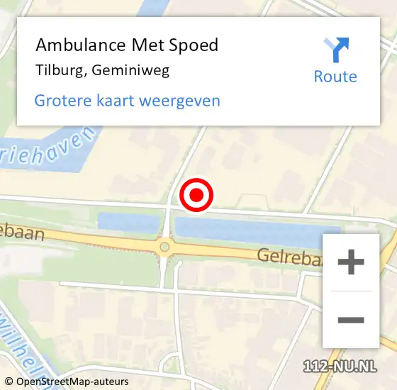 Locatie op kaart van de 112 melding: Ambulance Met Spoed Naar Tilburg, Geminiweg op 6 februari 2017 08:14