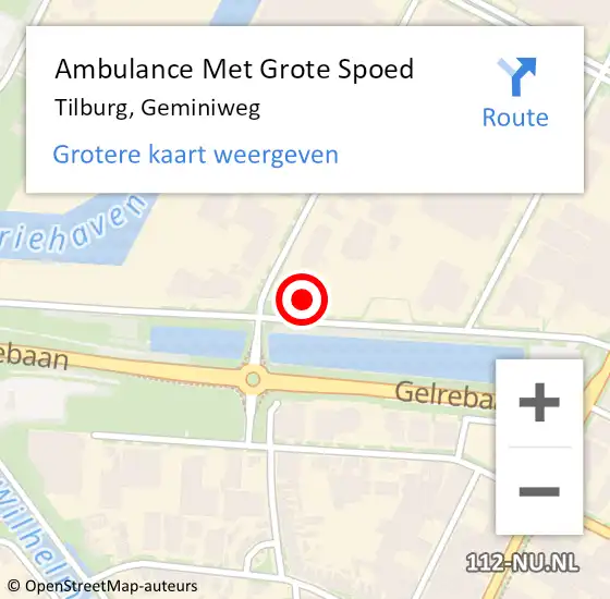 Locatie op kaart van de 112 melding: Ambulance Met Grote Spoed Naar Tilburg, Geminiweg op 6 februari 2017 08:17