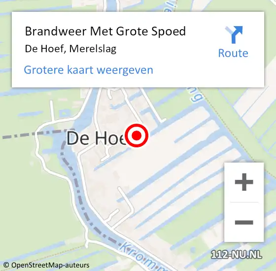 Locatie op kaart van de 112 melding: Brandweer Met Grote Spoed Naar De Hoef, Merelslag op 6 februari 2017 08:56