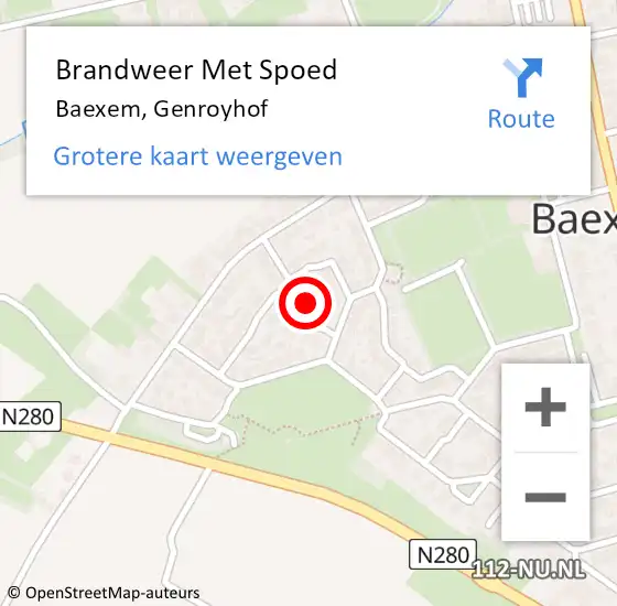 Locatie op kaart van de 112 melding: Brandweer Met Spoed Naar Baexem, Genroyhof op 6 februari 2017 08:58