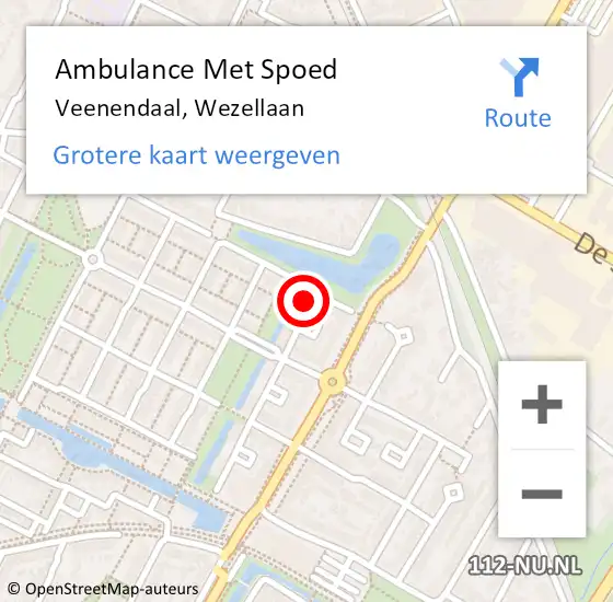 Locatie op kaart van de 112 melding: Ambulance Met Spoed Naar Veenendaal, Wezellaan op 6 februari 2017 09:13