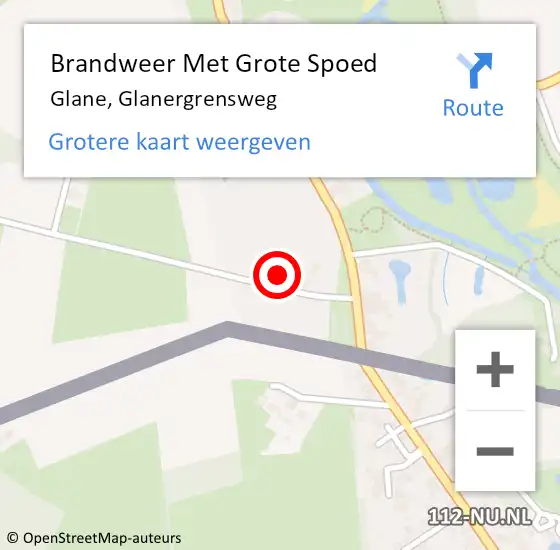 Locatie op kaart van de 112 melding: Brandweer Met Grote Spoed Naar Glane, Glanergrensweg op 6 februari 2017 09:59