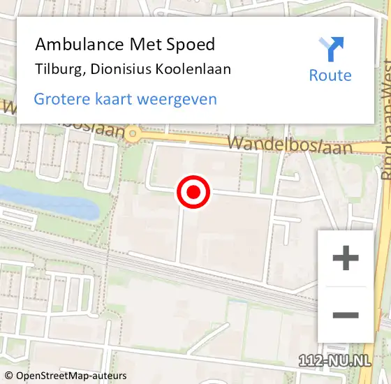 Locatie op kaart van de 112 melding: Ambulance Met Spoed Naar Tilburg, Dionisius Koolenlaan op 6 februari 2017 10:07