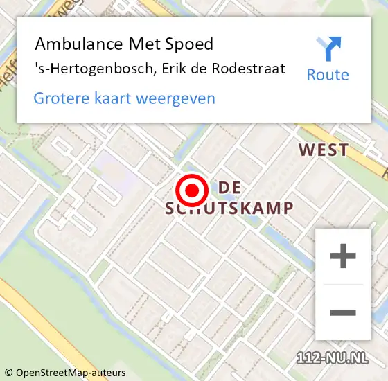 Locatie op kaart van de 112 melding: Ambulance Met Spoed Naar 's-Hertogenbosch, Erik de Rodestraat op 6 februari 2017 10:20