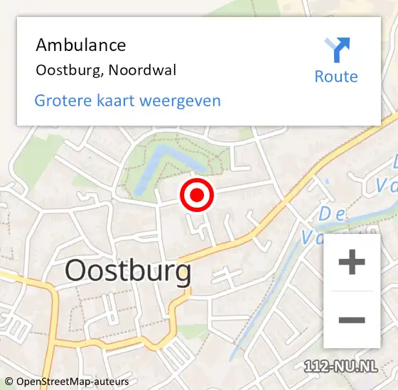 Locatie op kaart van de 112 melding: Ambulance Oostburg, Noordwal op 6 februari 2017 10:46