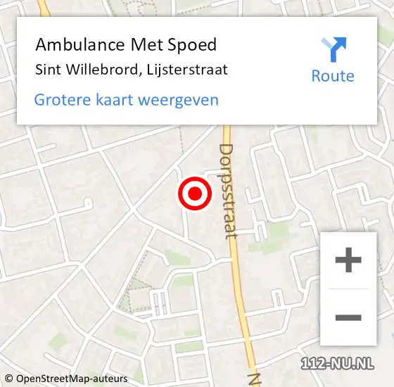 Locatie op kaart van de 112 melding: Ambulance Met Spoed Naar Sint Willebrord, Lijsterstraat op 6 februari 2017 11:01