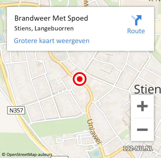 Locatie op kaart van de 112 melding: Brandweer Met Spoed Naar Stiens, Langebuorren op 6 februari 2017 11:06