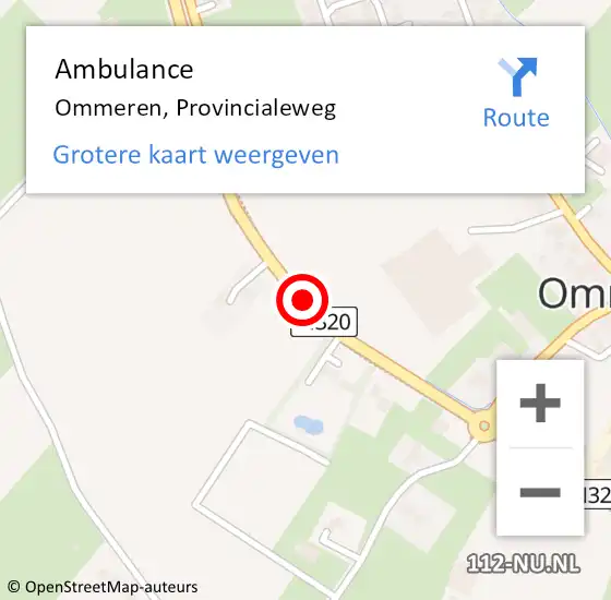 Locatie op kaart van de 112 melding: Ambulance Ommeren, Provincialeweg op 6 februari 2017 11:40