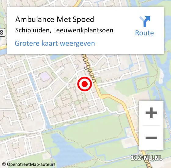 Locatie op kaart van de 112 melding: Ambulance Met Spoed Naar Schipluiden, Leeuwerikplantsoen op 6 februari 2017 12:26